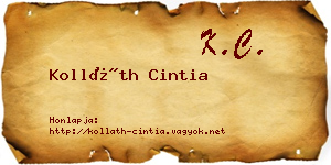 Kolláth Cintia névjegykártya
